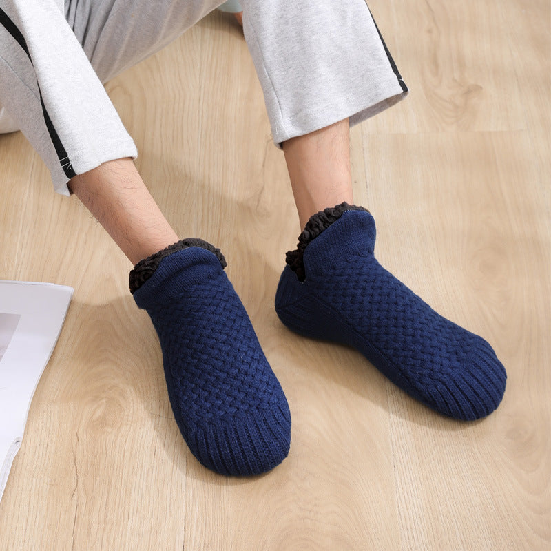Winter Woolen Non-Slip Socks – Thick Warm Indoor Bedroom Slippers for Women & Men