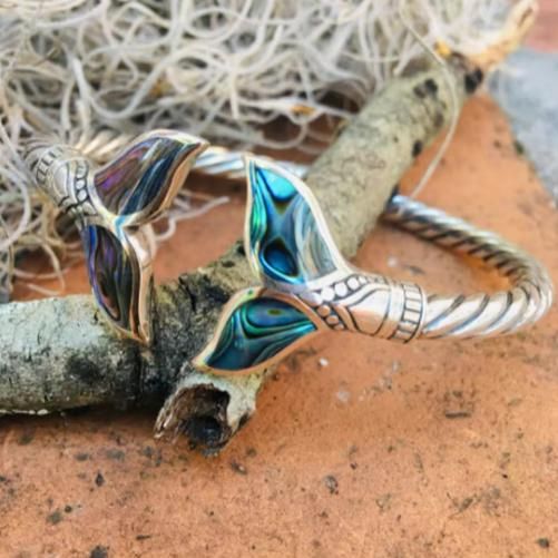 Abalone Shell Mermaid Tail Bangle Bracelet - Jewelry Sets