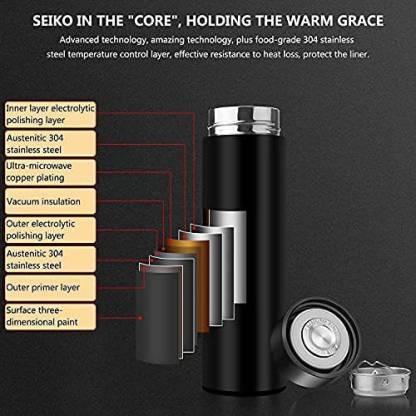 Stainless Steel Temperature Water Bottle Thermos, Double Wall Vacuum Intelligent Cup with LCD Smart Display (500 ML) - Drinkware