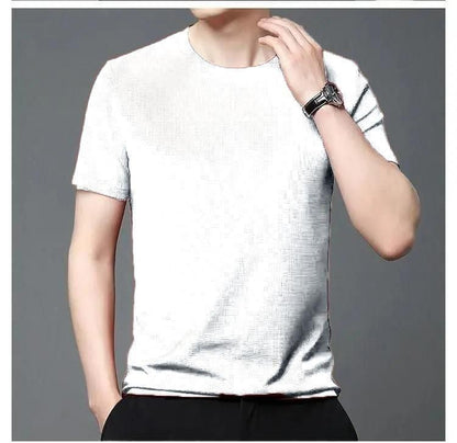 Polyester Stretchable Solid Half Sleeves Mens Plain Round Neck T-Shirt Pack Of 5