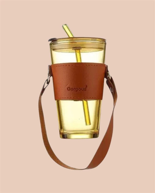 Glass Tumbler with Glass Straw and Lid - Drinkware Collections