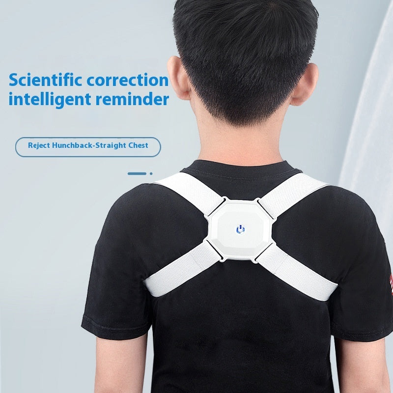 Person wearing a white back brace with text on a light gray background