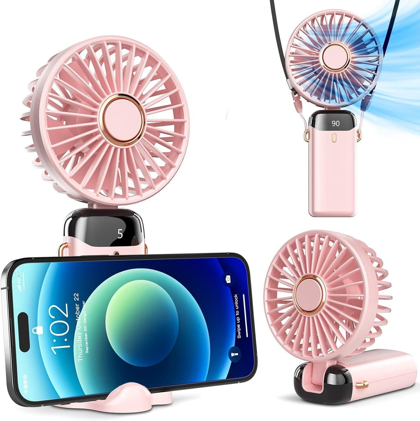 Portable Handheld Fan, Battery Operated Fan with LED Display - Summer Collections