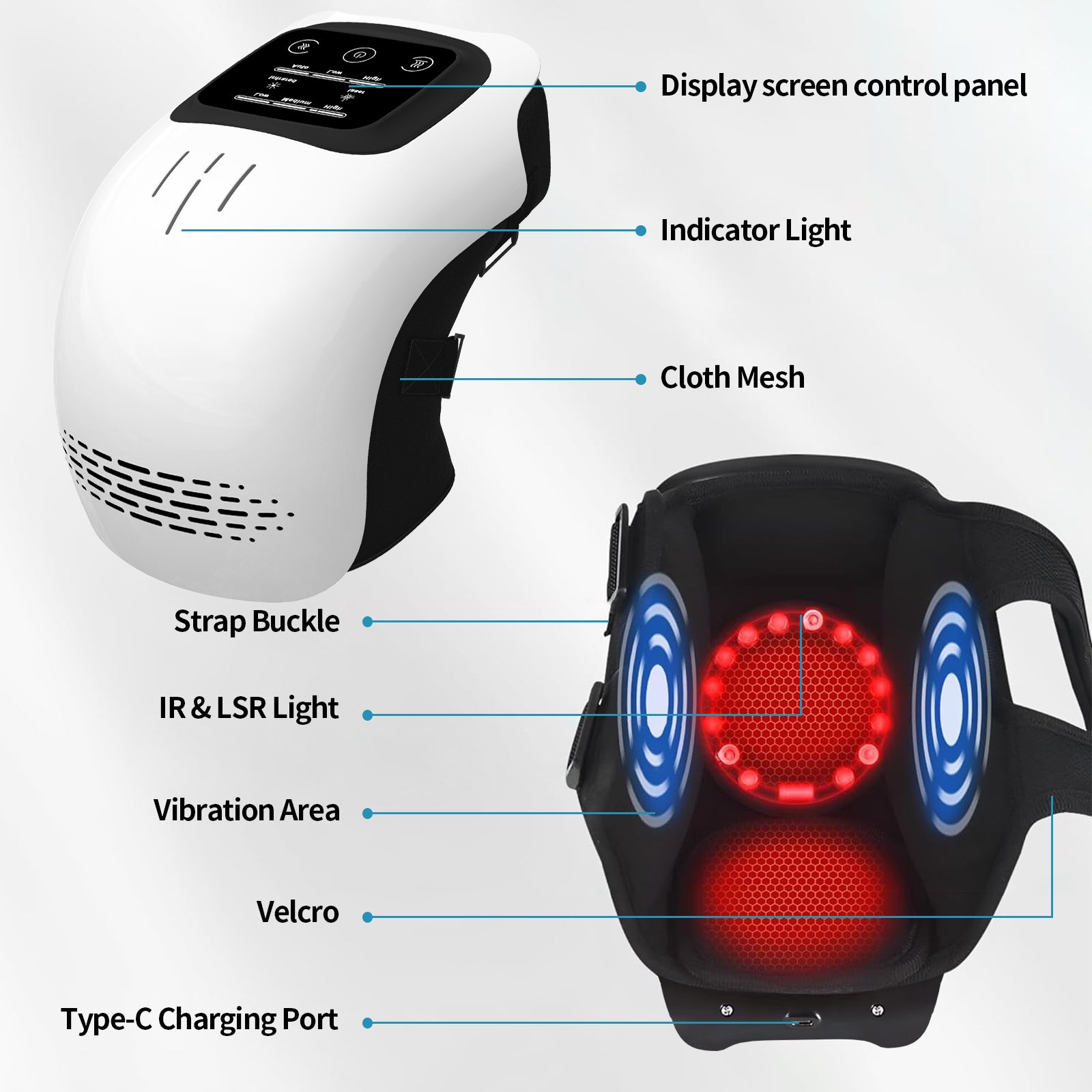 Intelligent Electric Knee Massager with Heat, Vibration & Infrared Therapy – Rechargeable Pain Relief Knee Support for Home Use