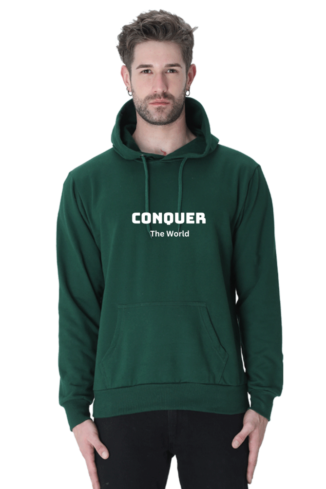 Conquer the world printed hoodies