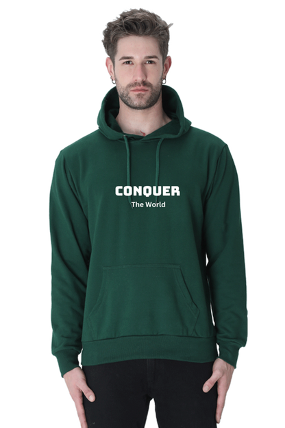 Conquer the world printed hoodies