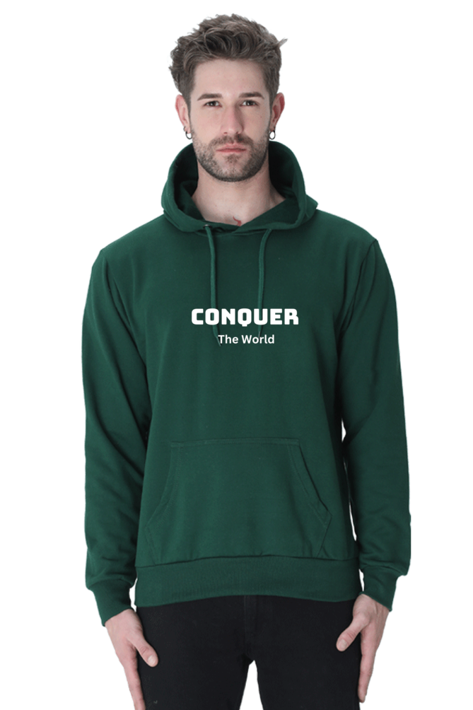 Conquer the world printed hoodies