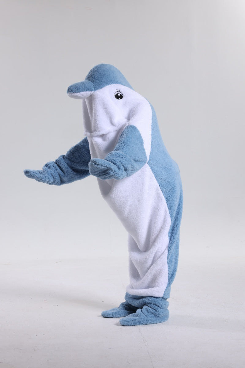 Dolphin & Shark Hooded Blanket – Soft Plush Sleeping Bag for Kids & Adults