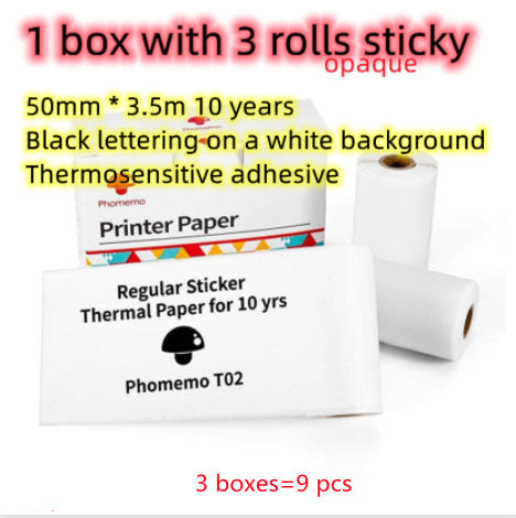 Phomemo printer paper with text on a white background