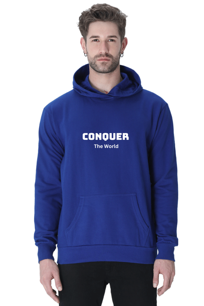 Conquer the world printed hoodies