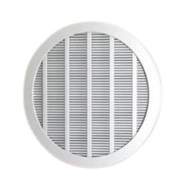Round white vent grille on a white background