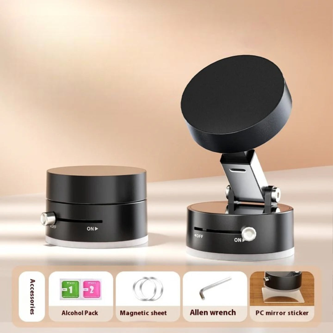 Foldable Magnetic Vacuum Car Phone Holder with Suction Cup for Hands-Free Navigation
