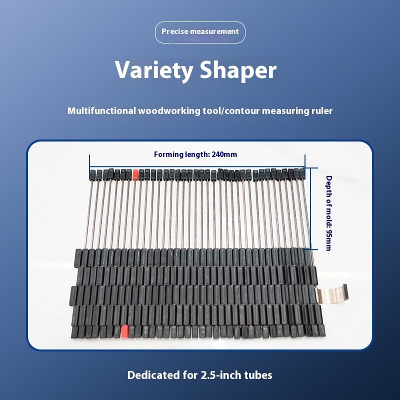 A set of carbon steel shape extractors with a wavy, irregular surface design, displayed on a blue background with a measuring tool for scale.
