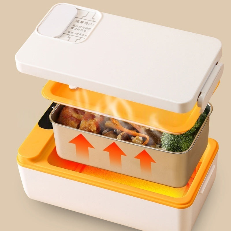 Stackable food storage containers with visible food inside on a beige background