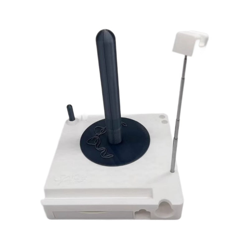 White electronic device with joystick and buttons on a white background