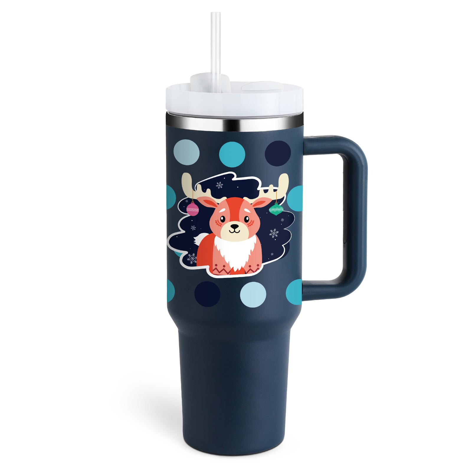 blue color insulated tumbler with straw