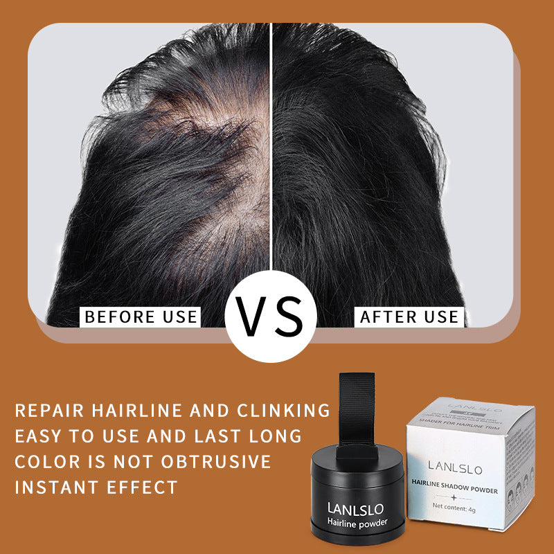 Before and after使用效果对比图，展示产品修复发线和遮盖的效果。