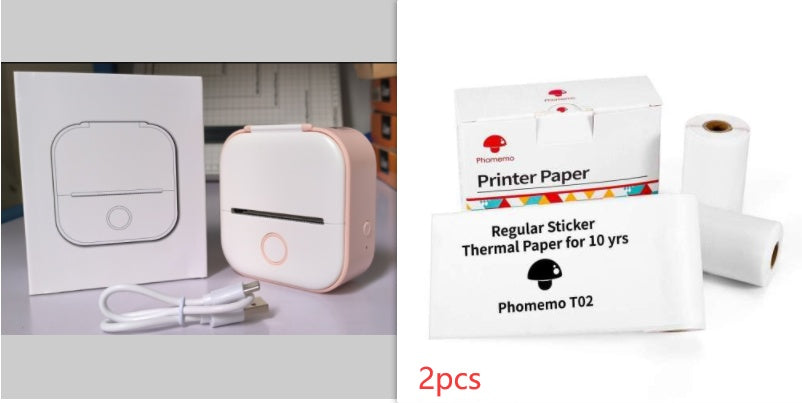 Printer and paper set with packaging on a white background