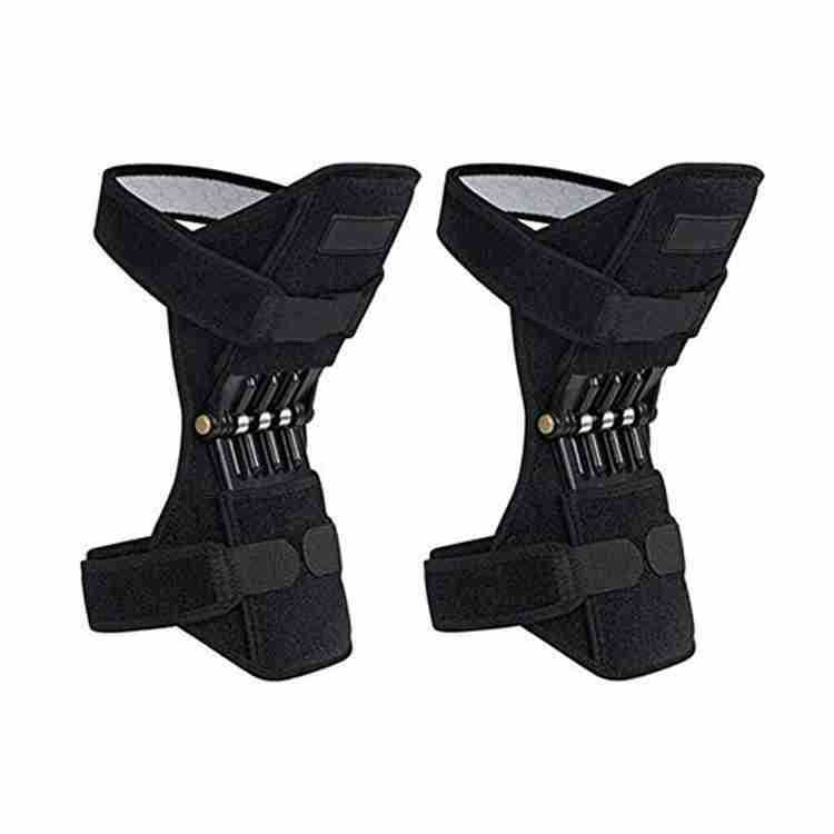 Pair of black knee supports on a white background