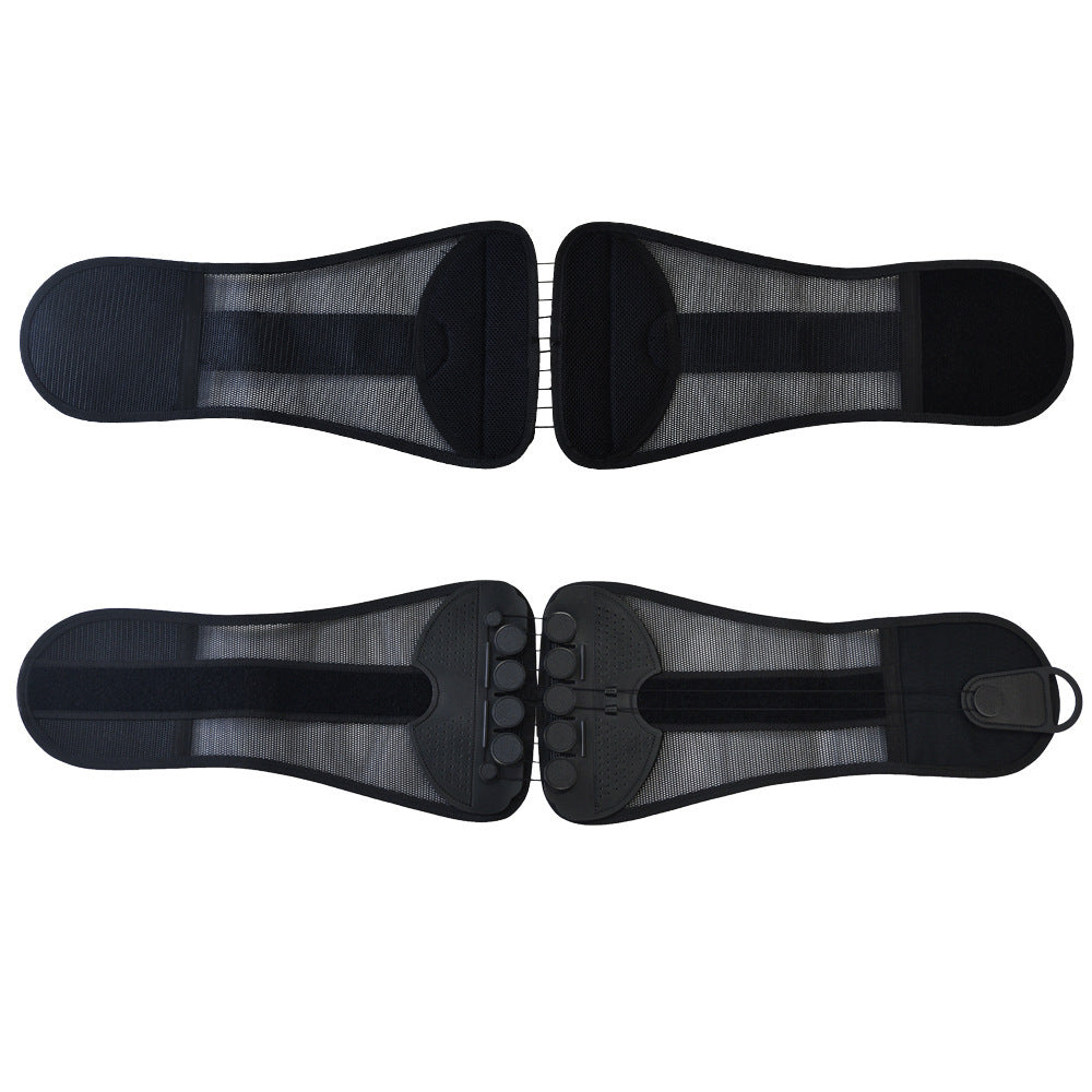 Four black mesh straps on a white background