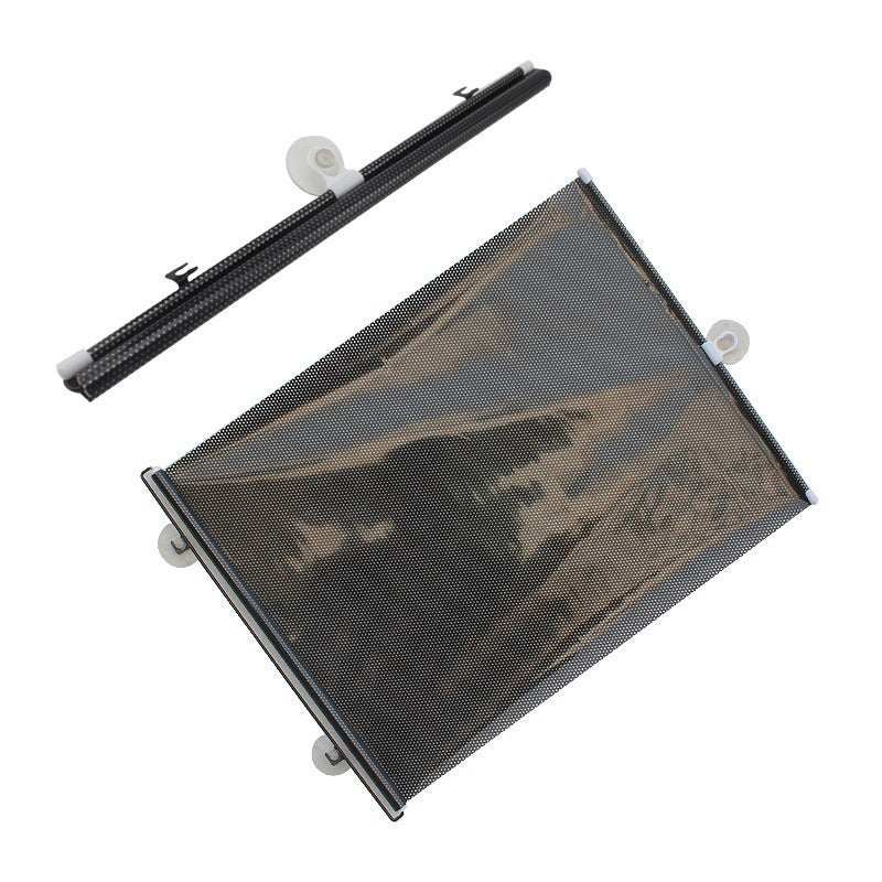 Black mesh screen with brackets on a white background